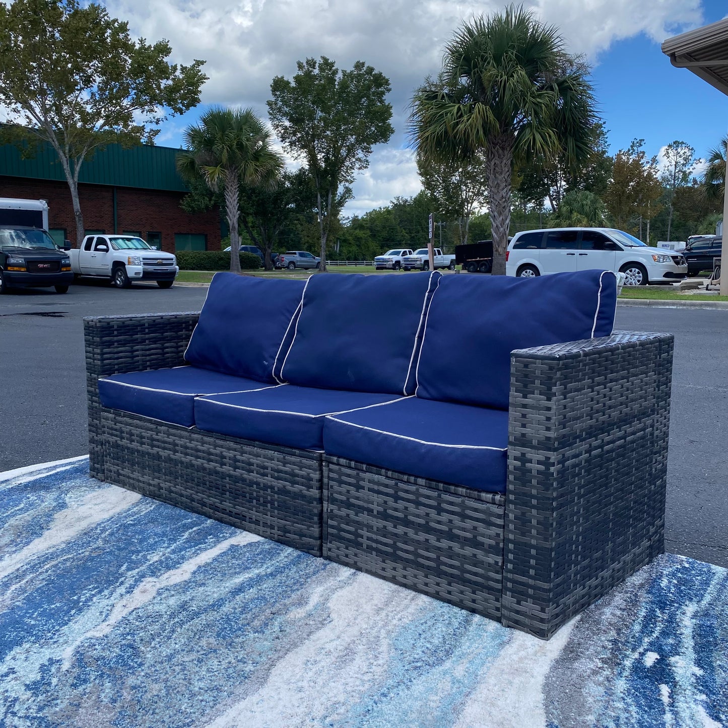 2-Piece Wicker Patio Bench