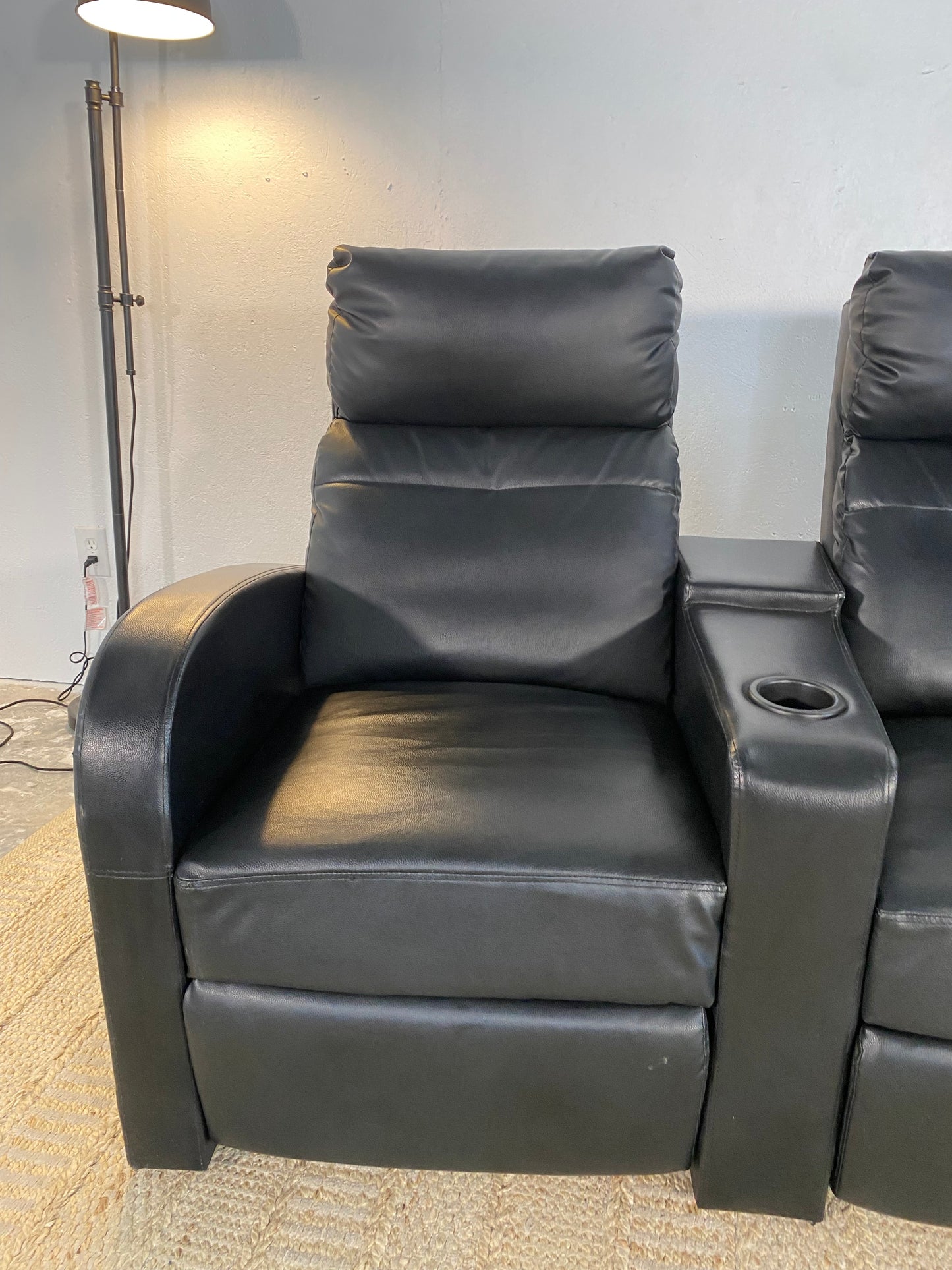 3-Piece Black Reclining Theatre Chairs