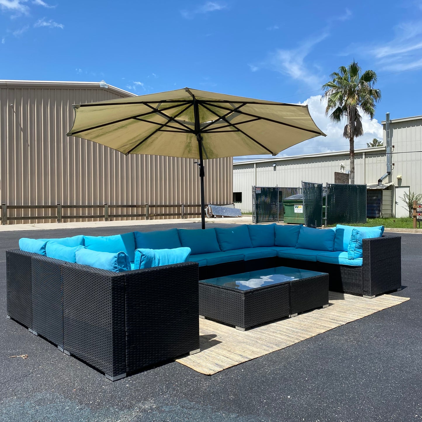 12-Piece Blue Modular Patio Sectional