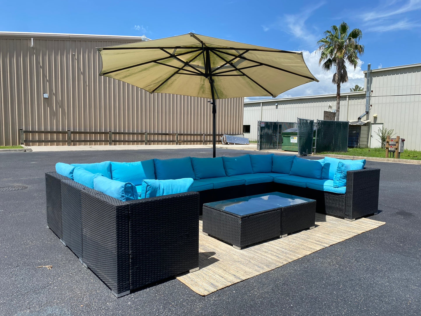 12-Piece Blue Modular Patio Sectional