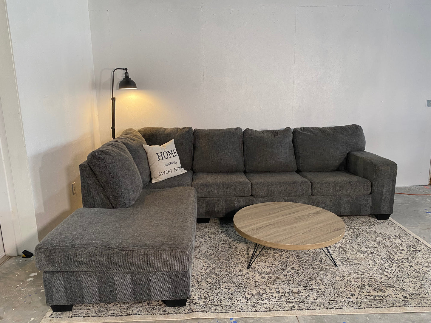 2-Piece Dark Grey Sectional Sofa