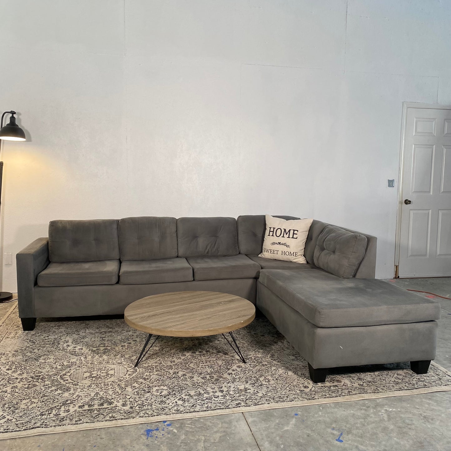 2-Piece Grey Sectional Sofa