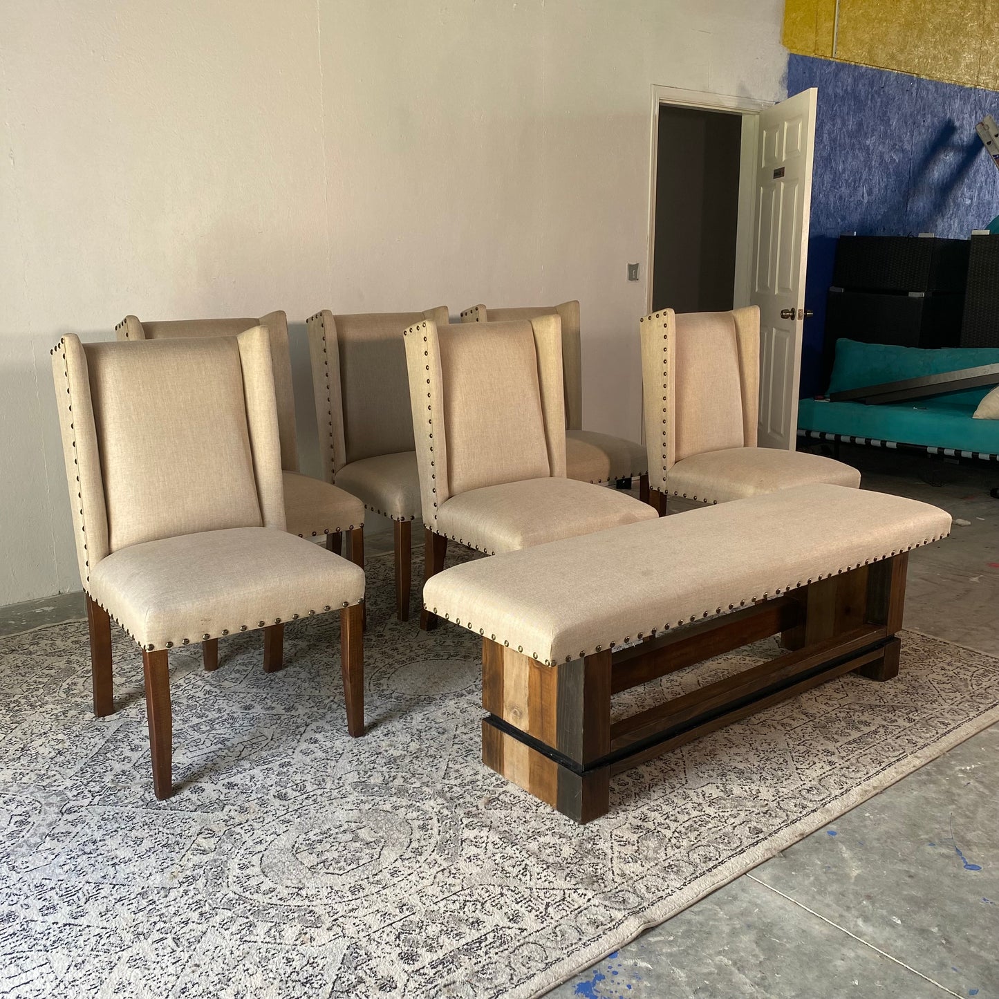 7-Piece beige Dining Room Chair Set