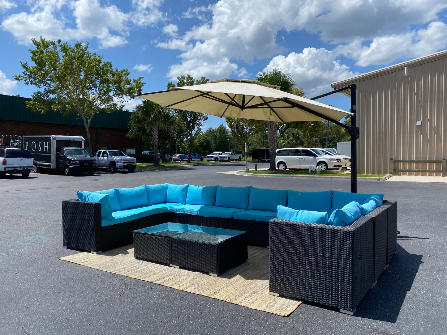 12-Piece Blue Modular Patio Sectional