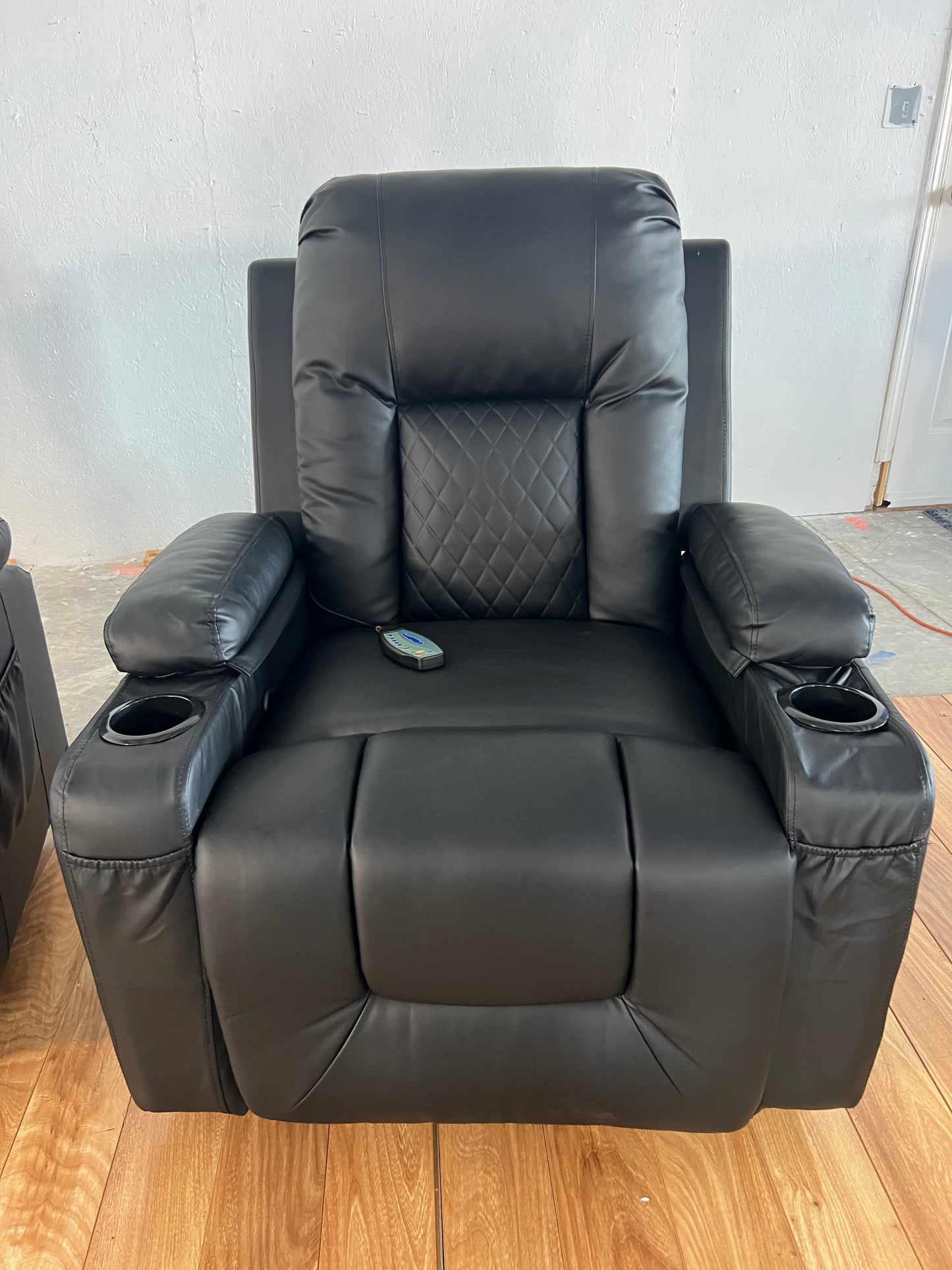 LIKE-NEW Black Leather Swivel Recliner Chairs