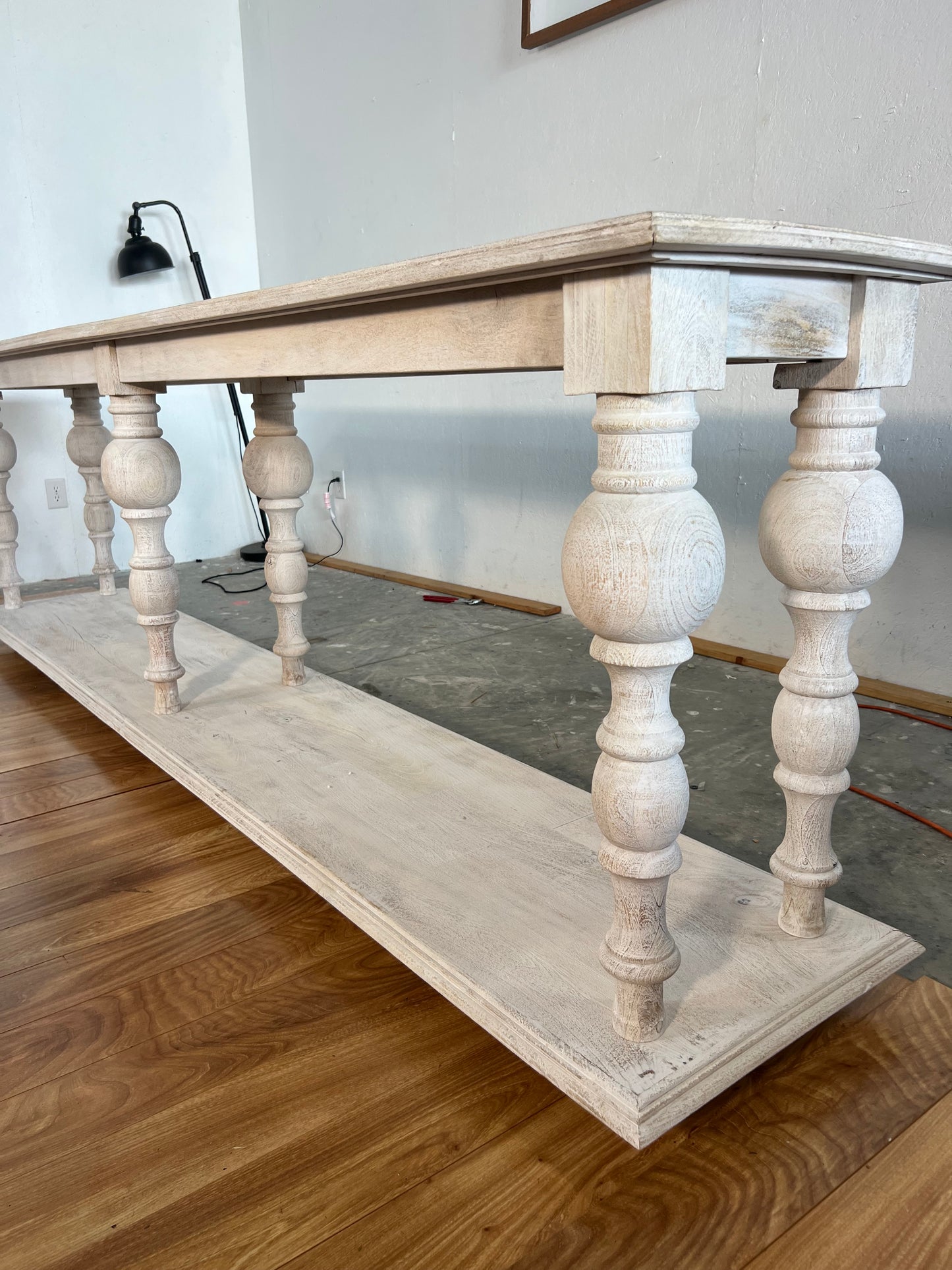 NEW 9.5ft Bleached Wood Console Table