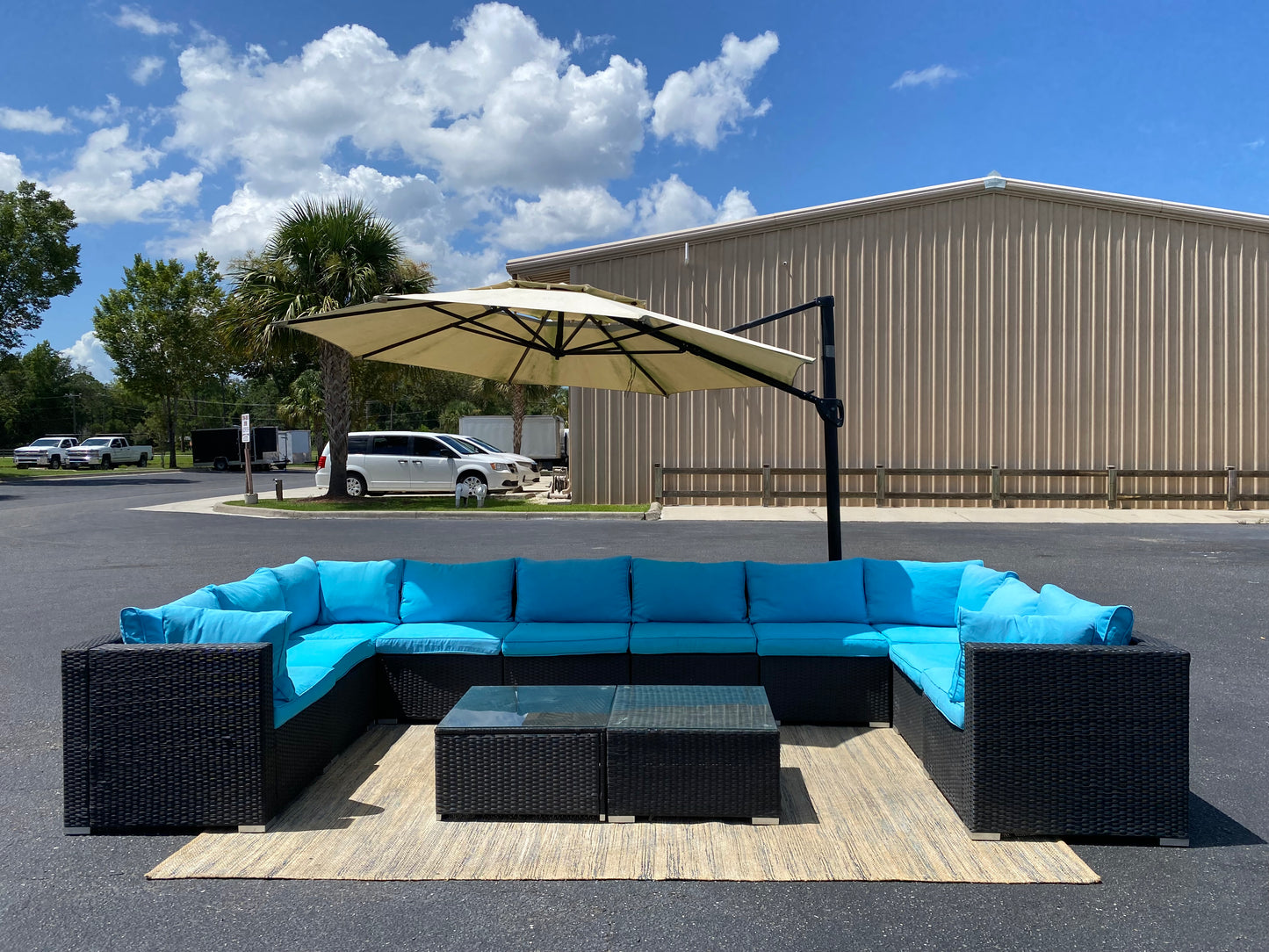 12-Piece Blue Modular Patio Sectional