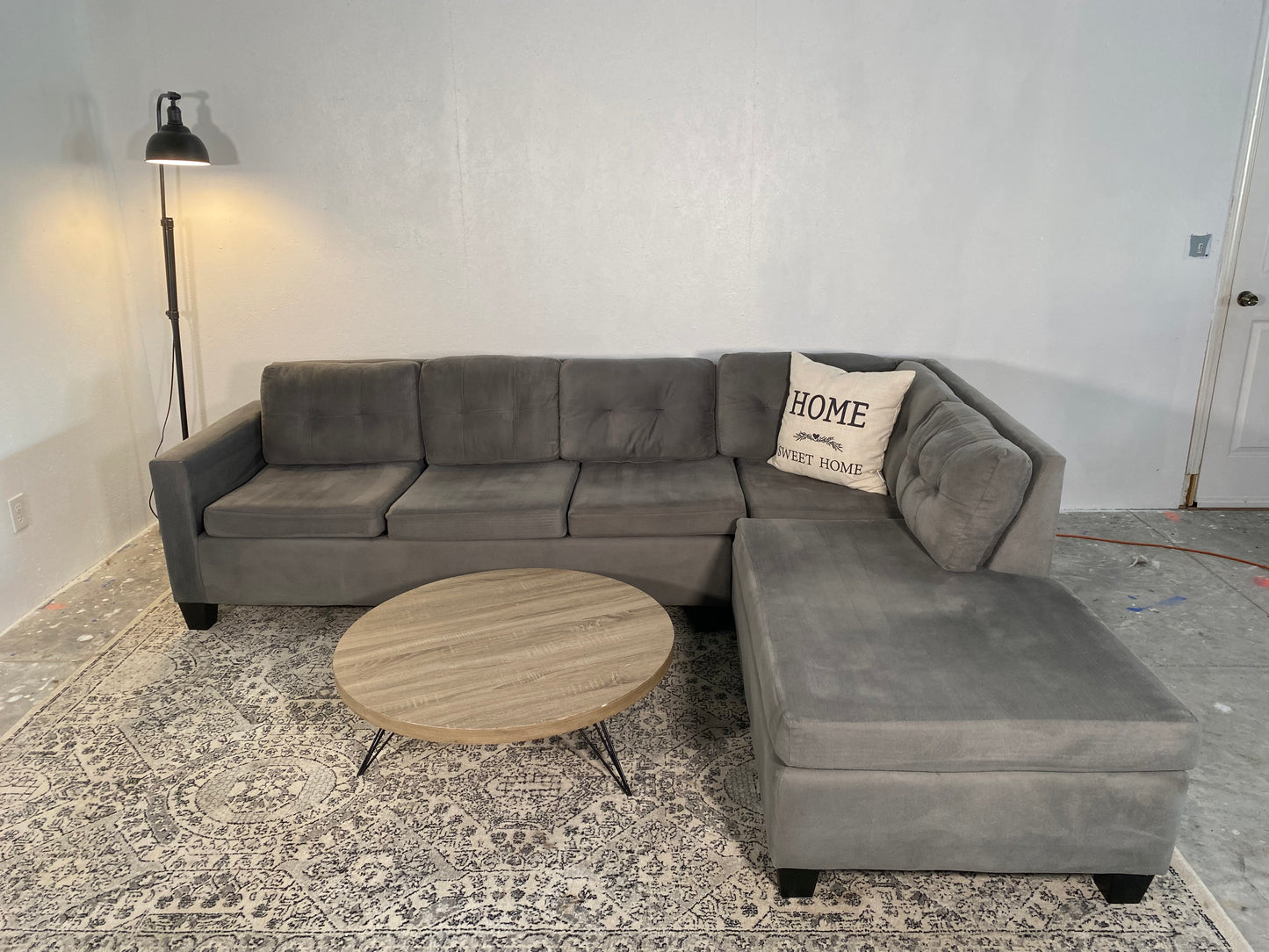 2-Piece Grey Sectional Sofa
