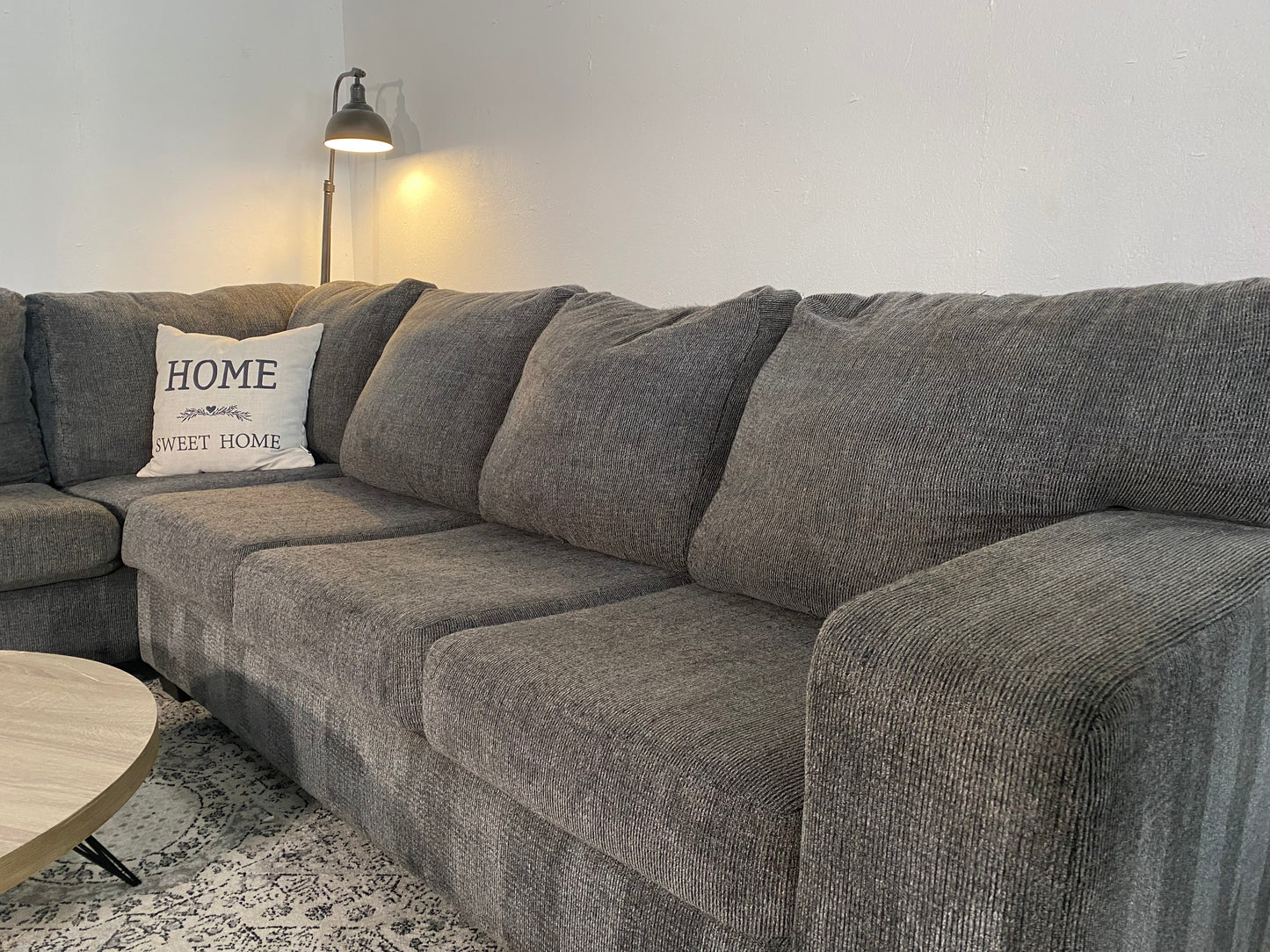 2-Piece Dark Grey Sectional Sofa