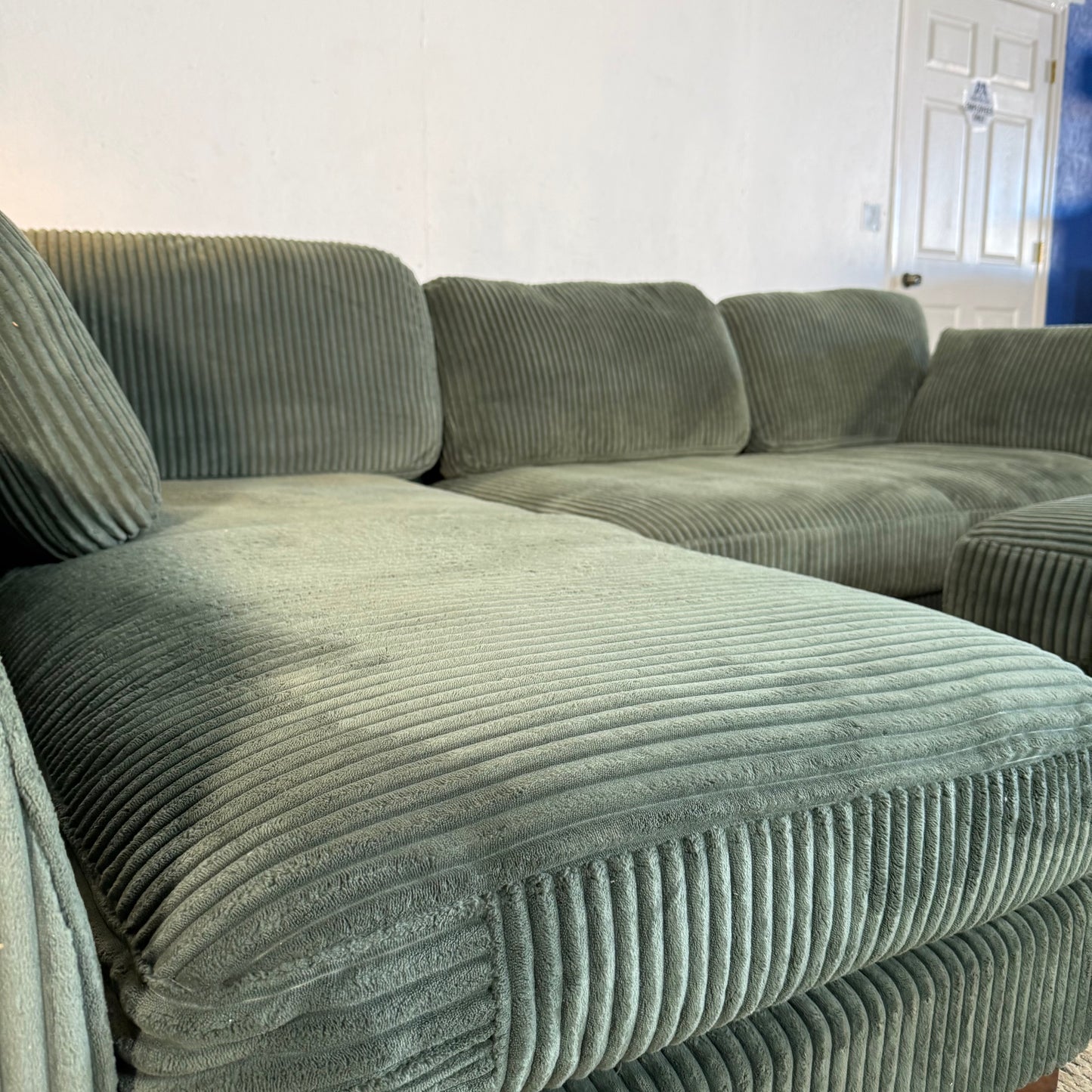 NEW 3-Piece Green Corduroy Sectional