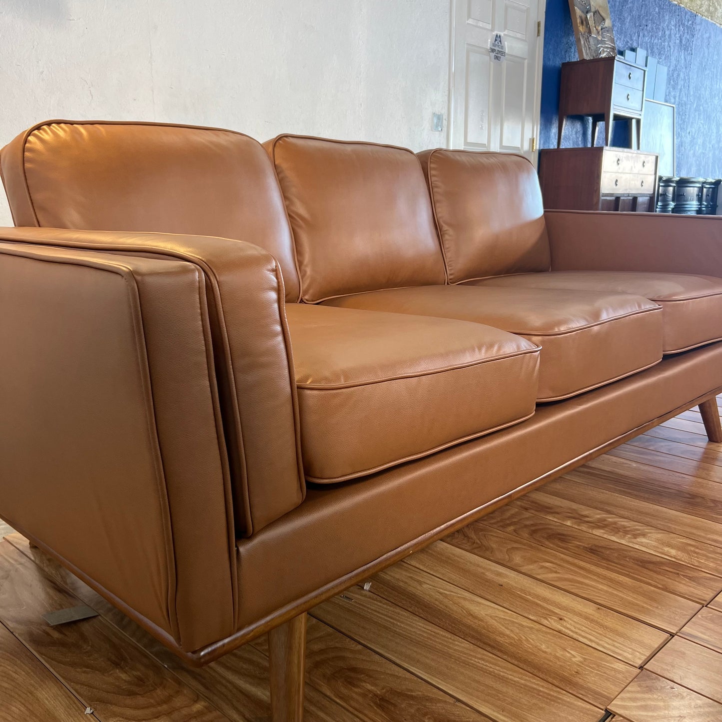 NEW Camel Colored MCM Leather Sofa