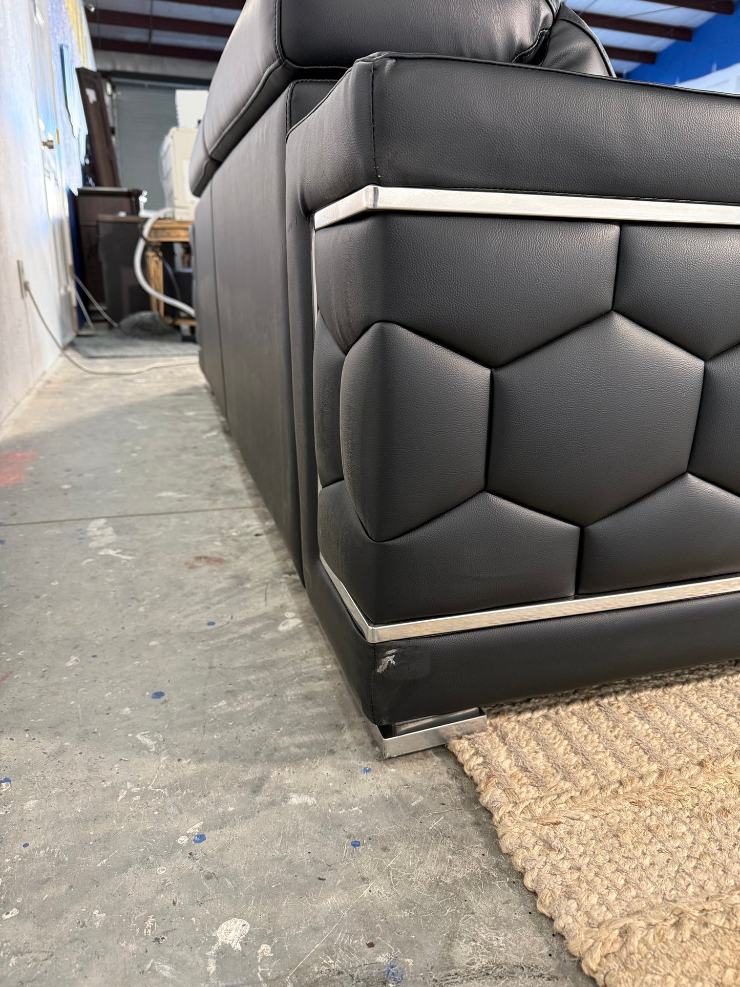 NEW Black Genuine Leather Sofa