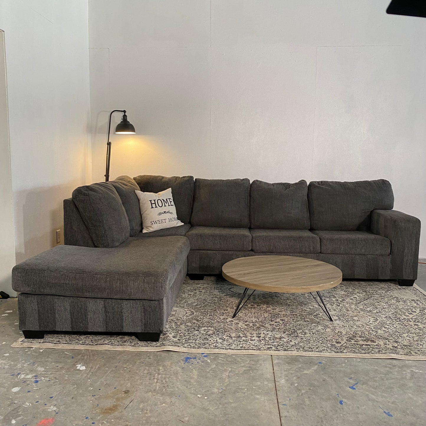 2-Piece Dark Grey Sectional Sofa
