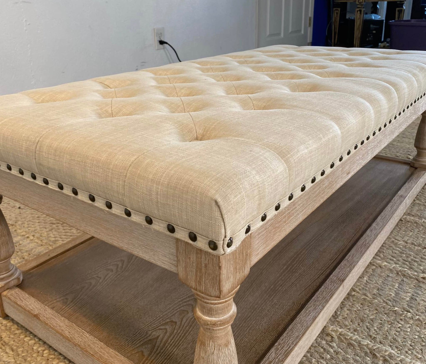 NEW Tufted Upholstered Ottoman Coffee Table