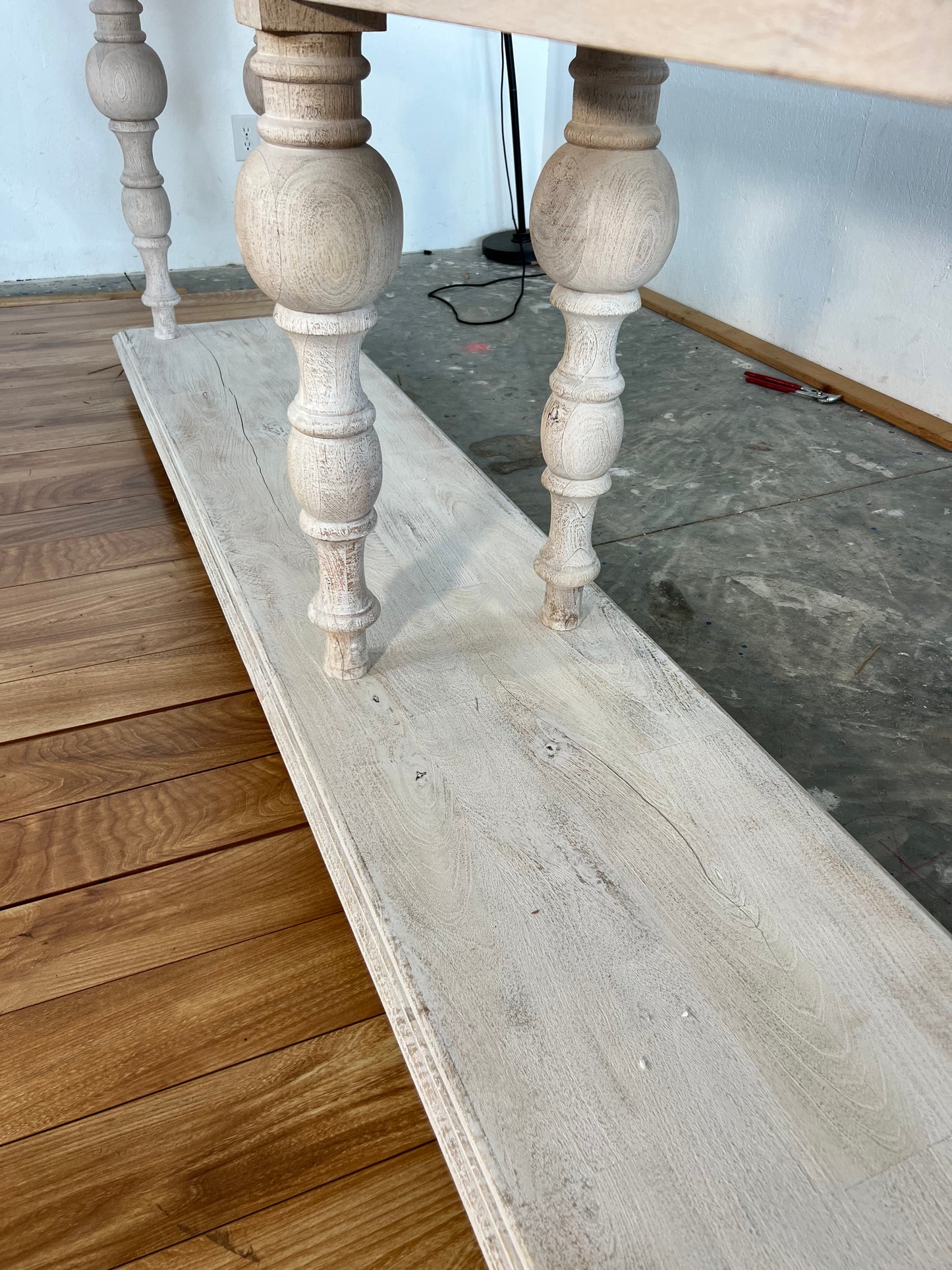 NEW 9.5ft Bleached Wood Console Table