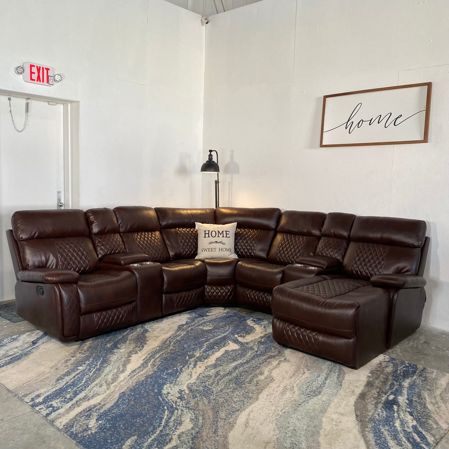 NEW Red Vegan Leather 5-Piece Sectional Sofa