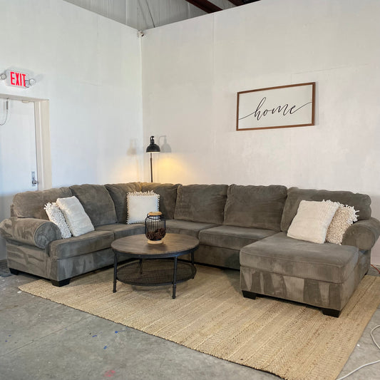 Ashley Furniture Light Grey Corduroy 3-Piece Sectional Sofa