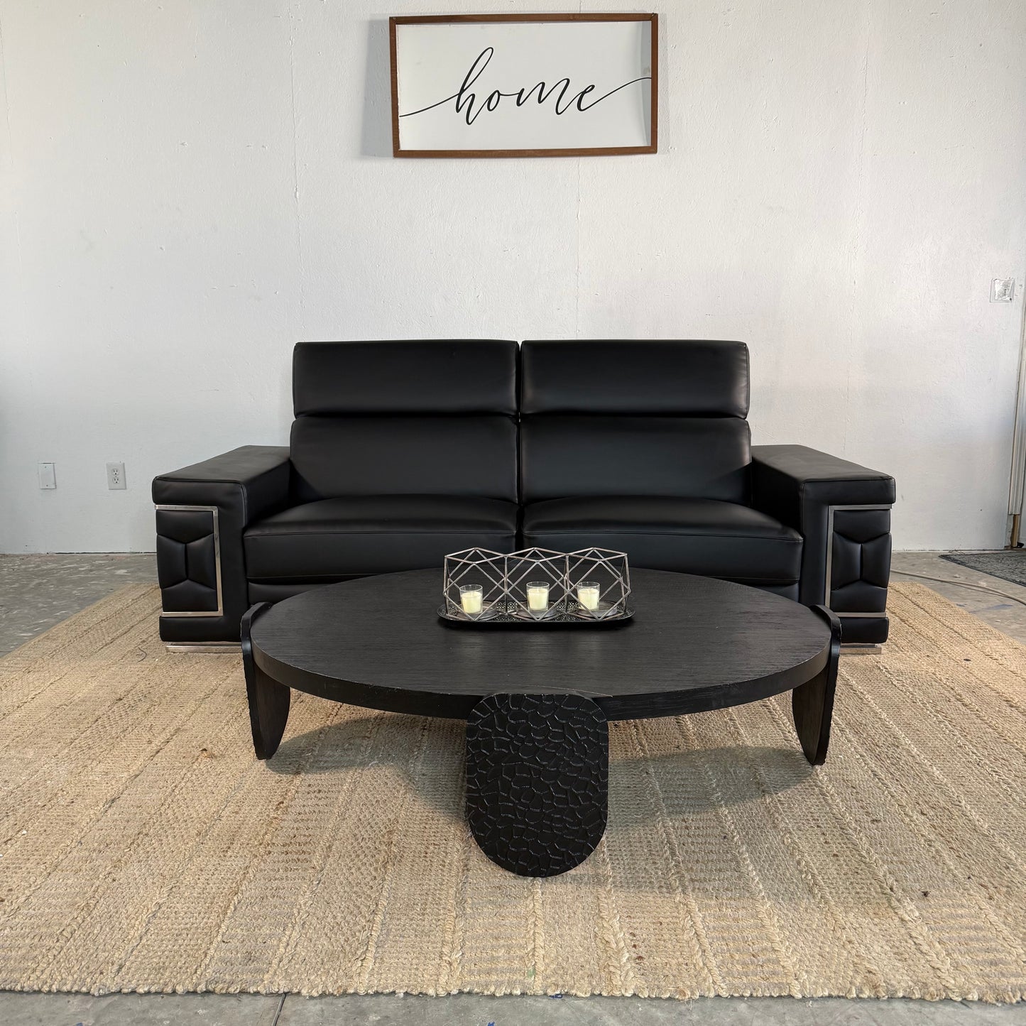 NEW Black Genuine Leather Sofa