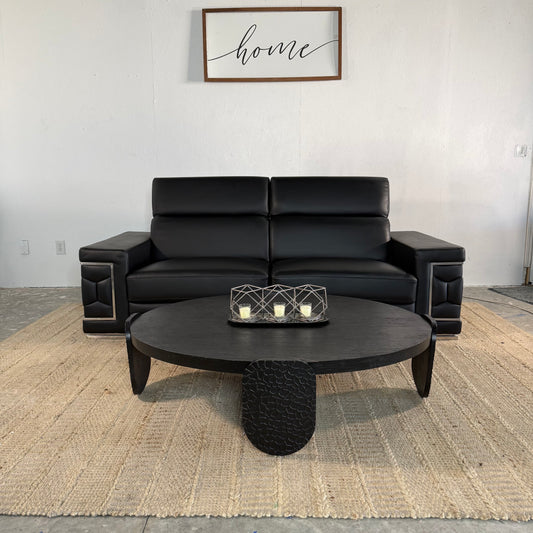 NEW Black Genuine Leather Sofa