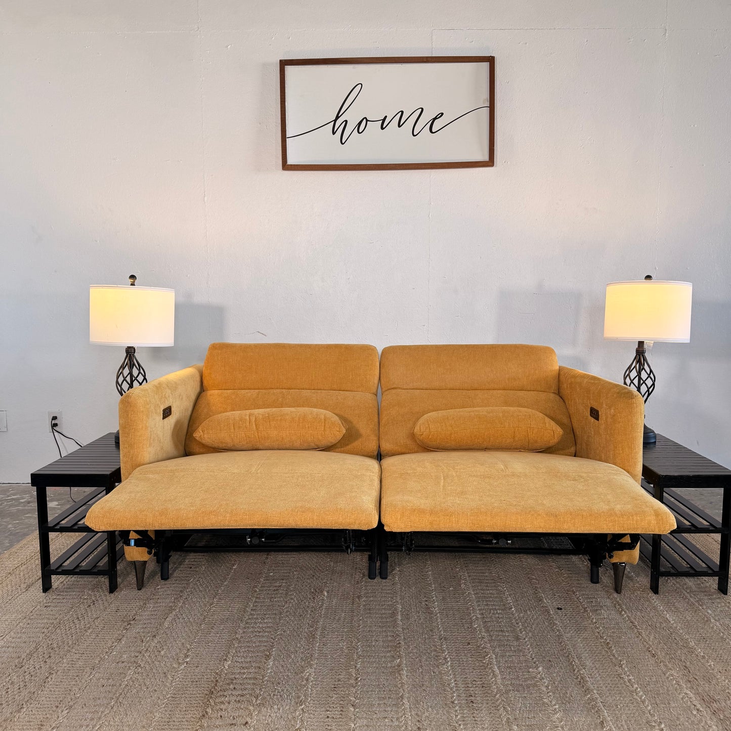 NEW 2-Piece Mustard Electric Reclining Sectional Sofa