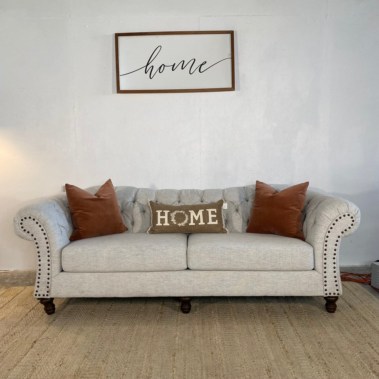 NEW "New Classic Furnishings" Grey Chesterfield Sofa