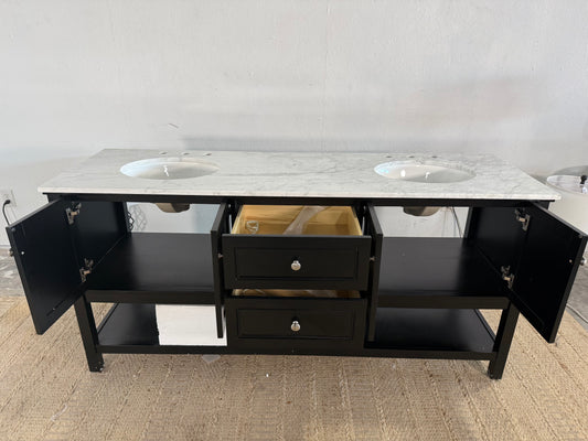 New 72” Black Double Vanity
