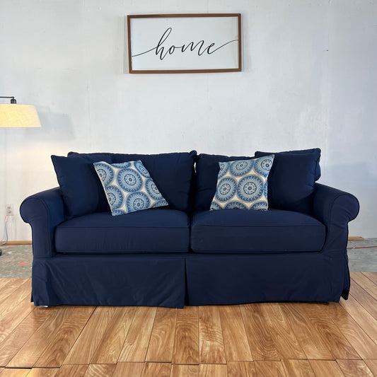 NEW Amari Navy Blue Slipcovered Sleeper Sofa