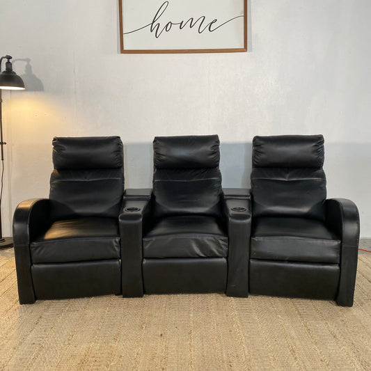 3-Piece Black Reclining Theatre Chairs