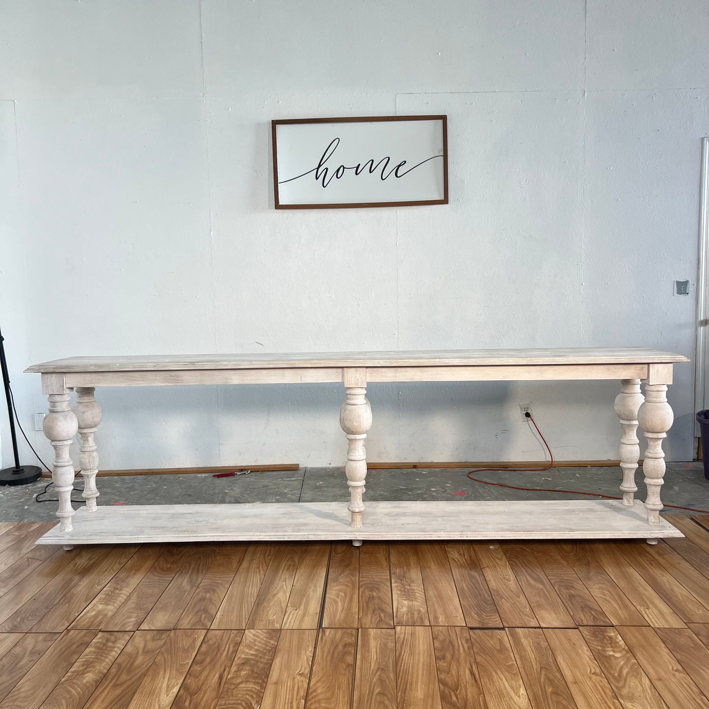 NEW 9.5ft Bleached Wood Console Table