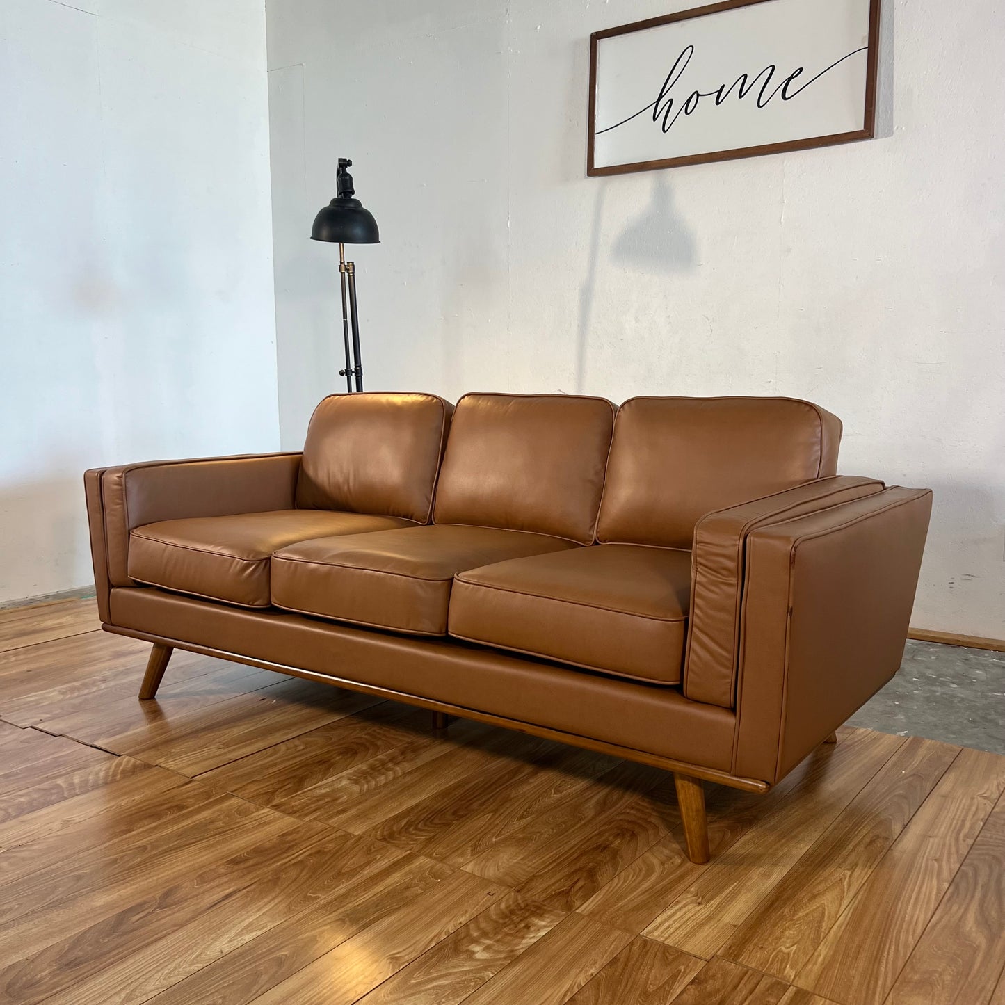NEW Camel Colored MCM Leather Sofa