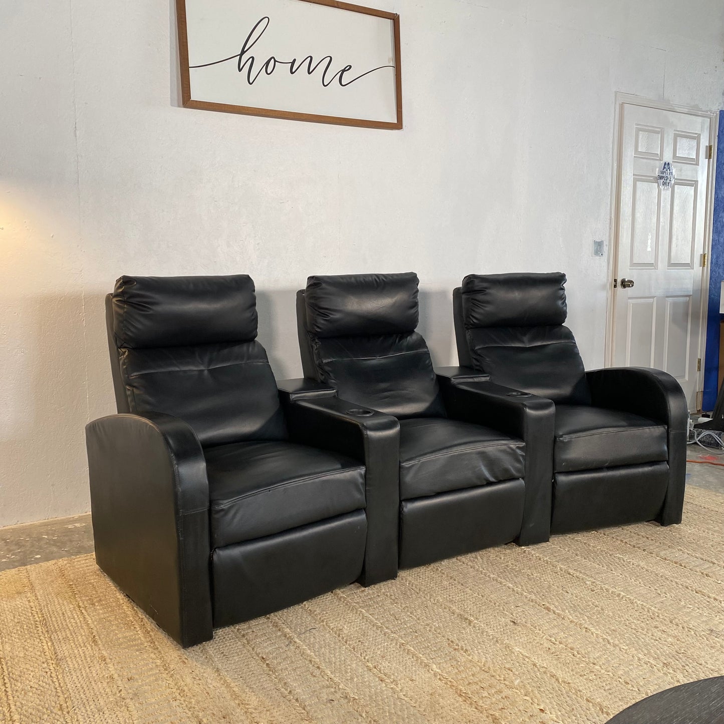 3-Piece Black Reclining Theatre Chairs