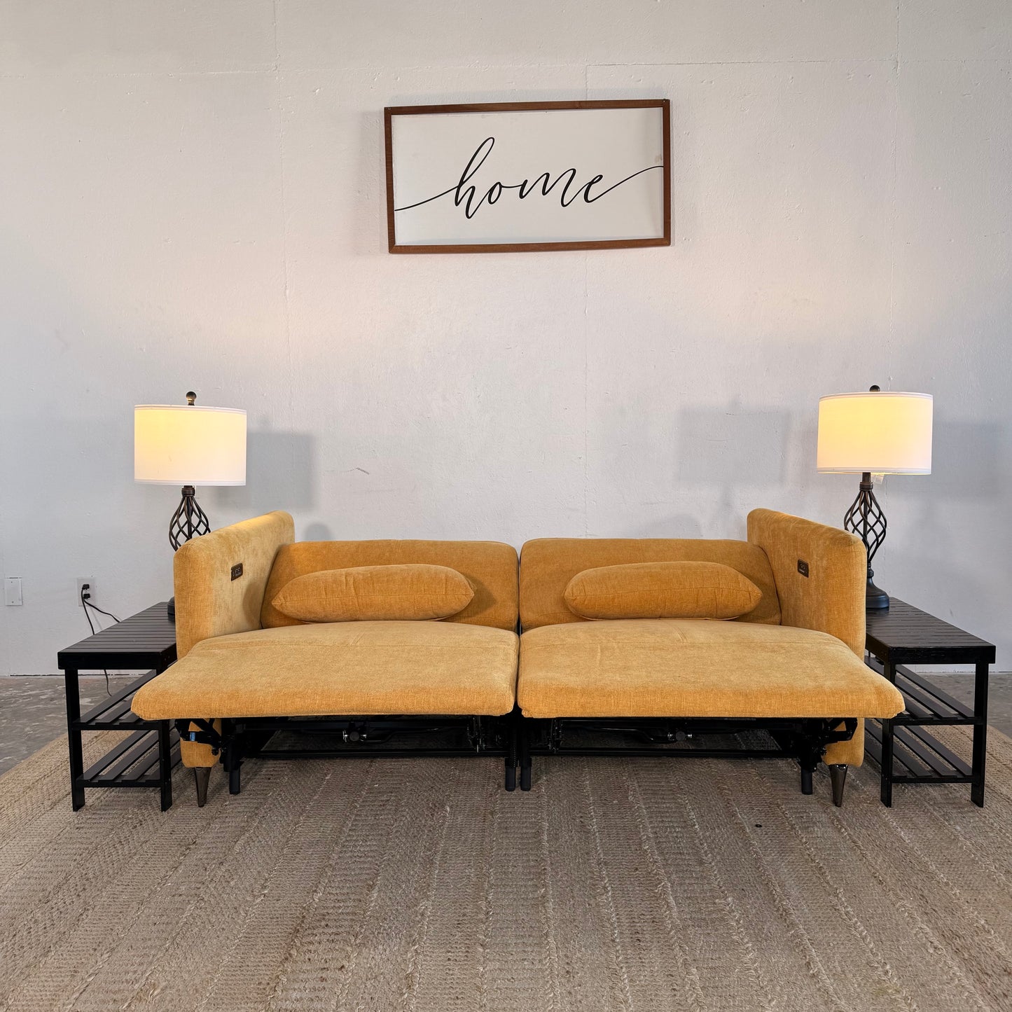 NEW 2-Piece Mustard Electric Reclining Sectional Sofa