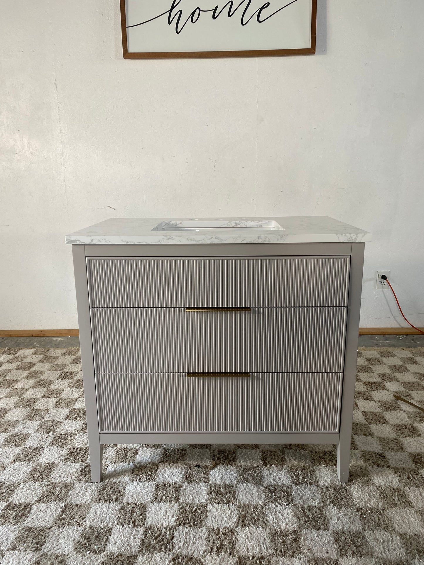 NEW Grey 36” Fluted Bathroom Vanity
