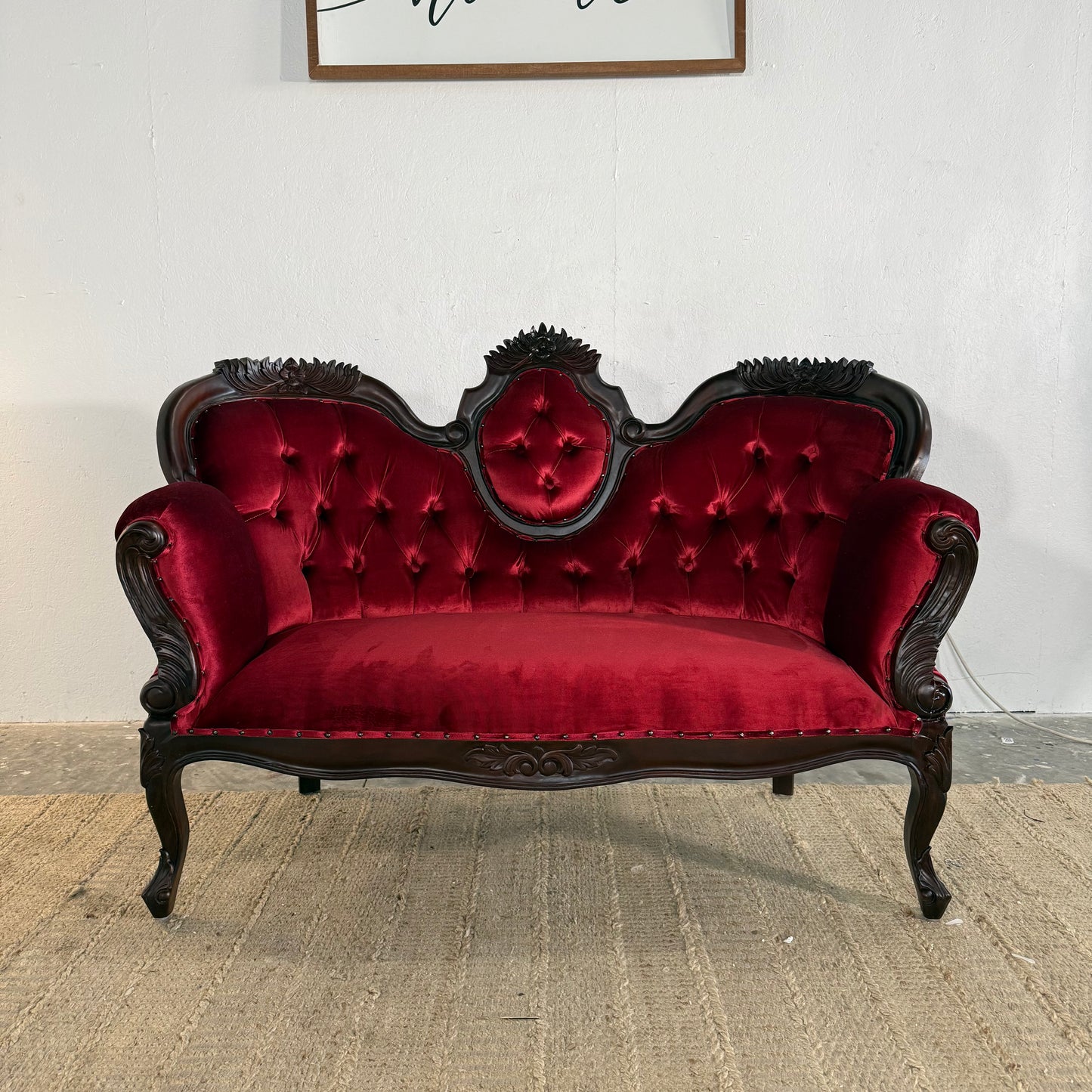 NEW Victorian-Styled Velvet Loveseat