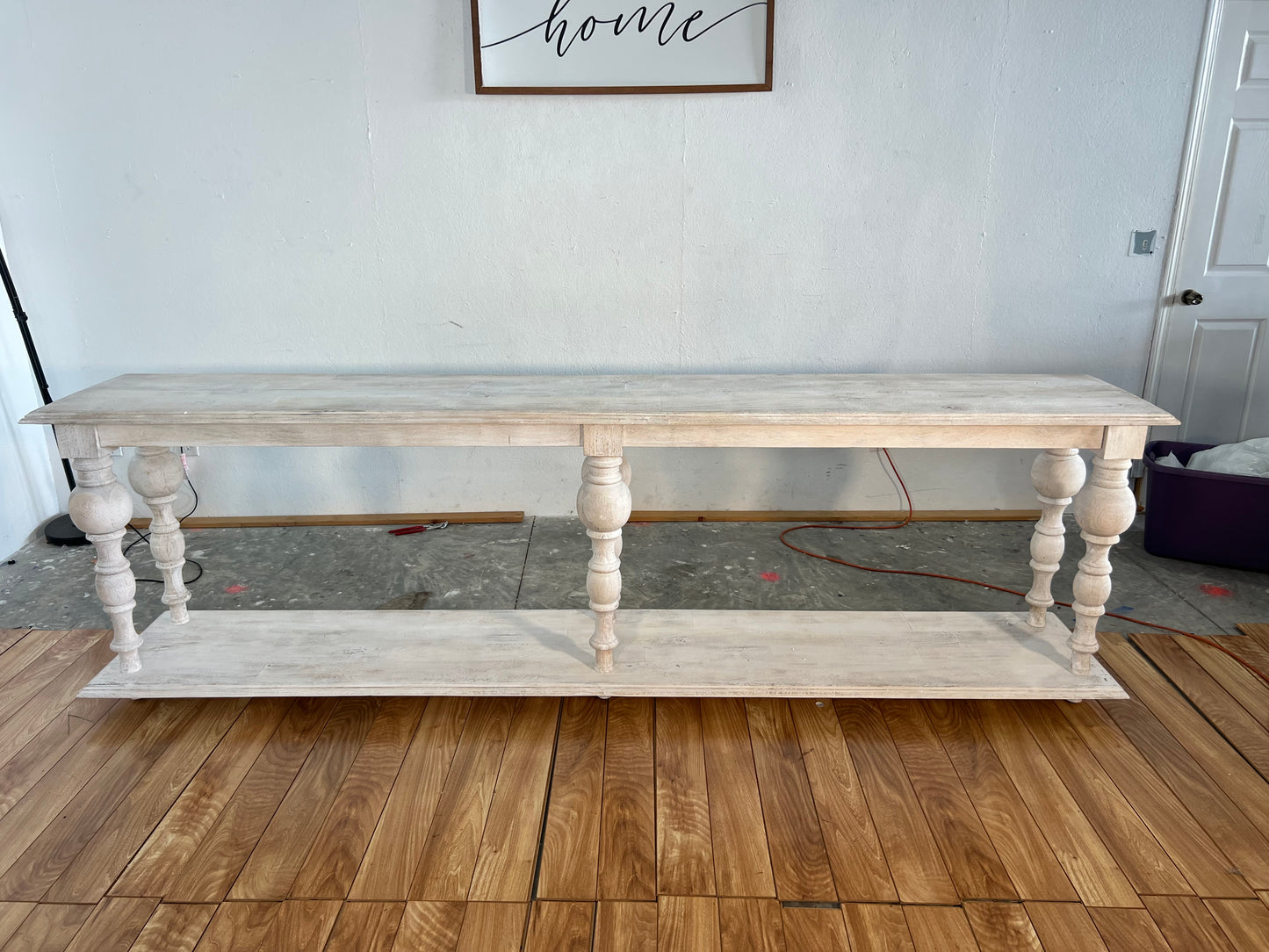 NEW 9.5ft Bleached Wood Console Table