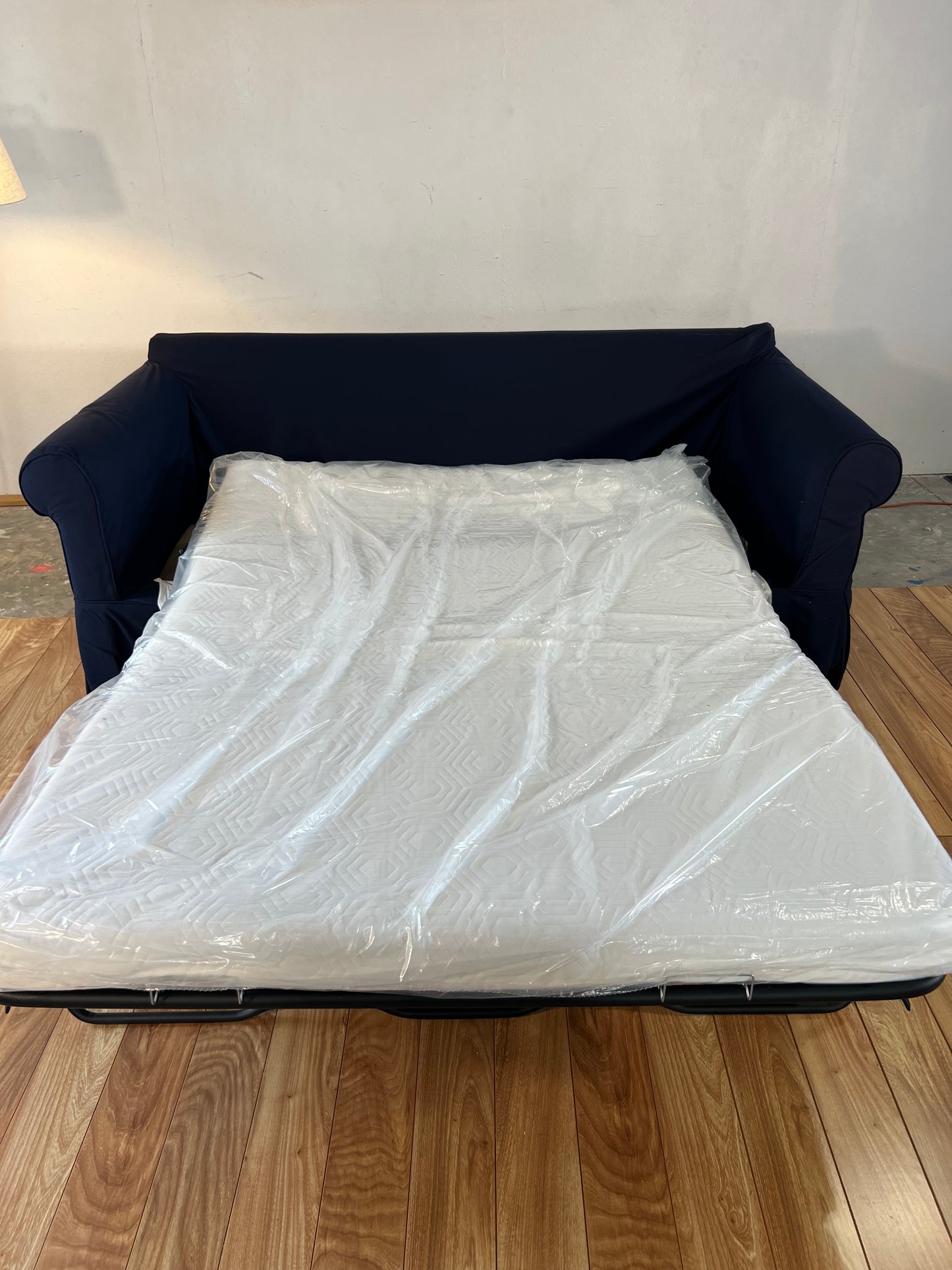 NEW Amari Navy Blue Slipcovered Sleeper Sofa