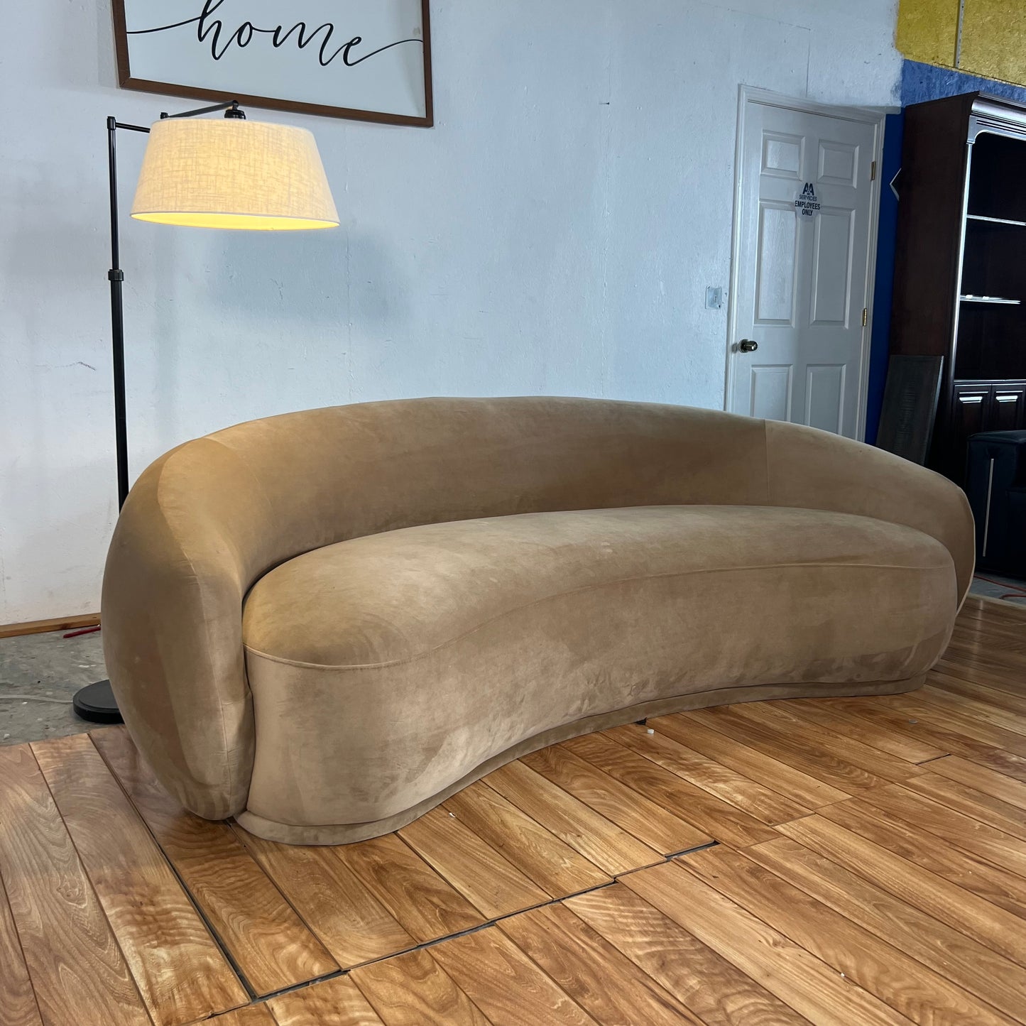 NEW “Cognac tan” Velvet Curved Sofa