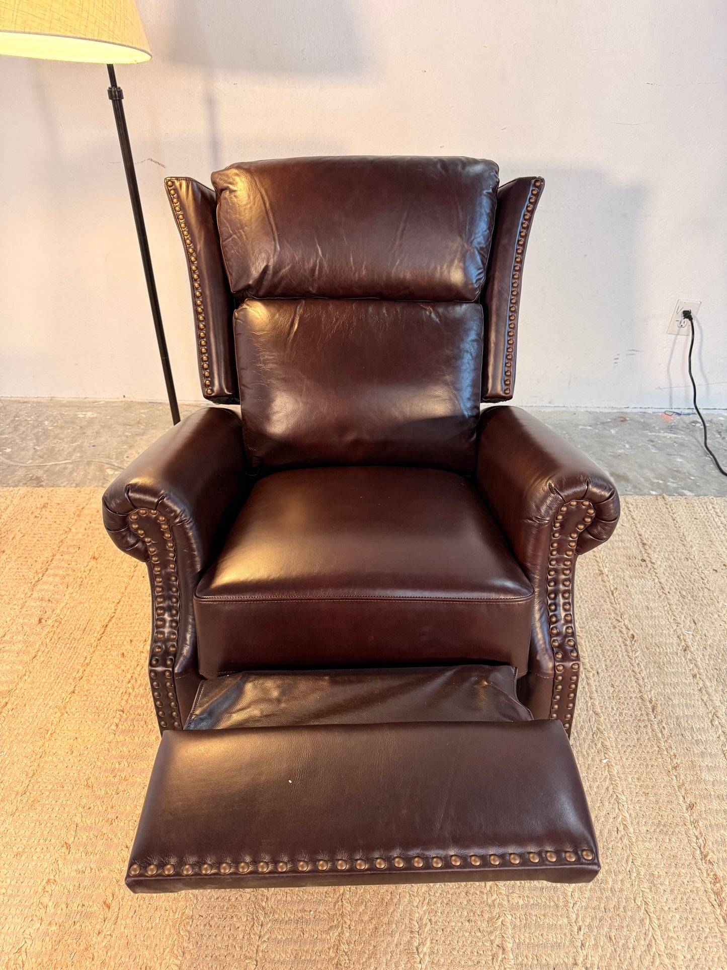 NEW Espresso Leather Manual Recliner Swivel Chair