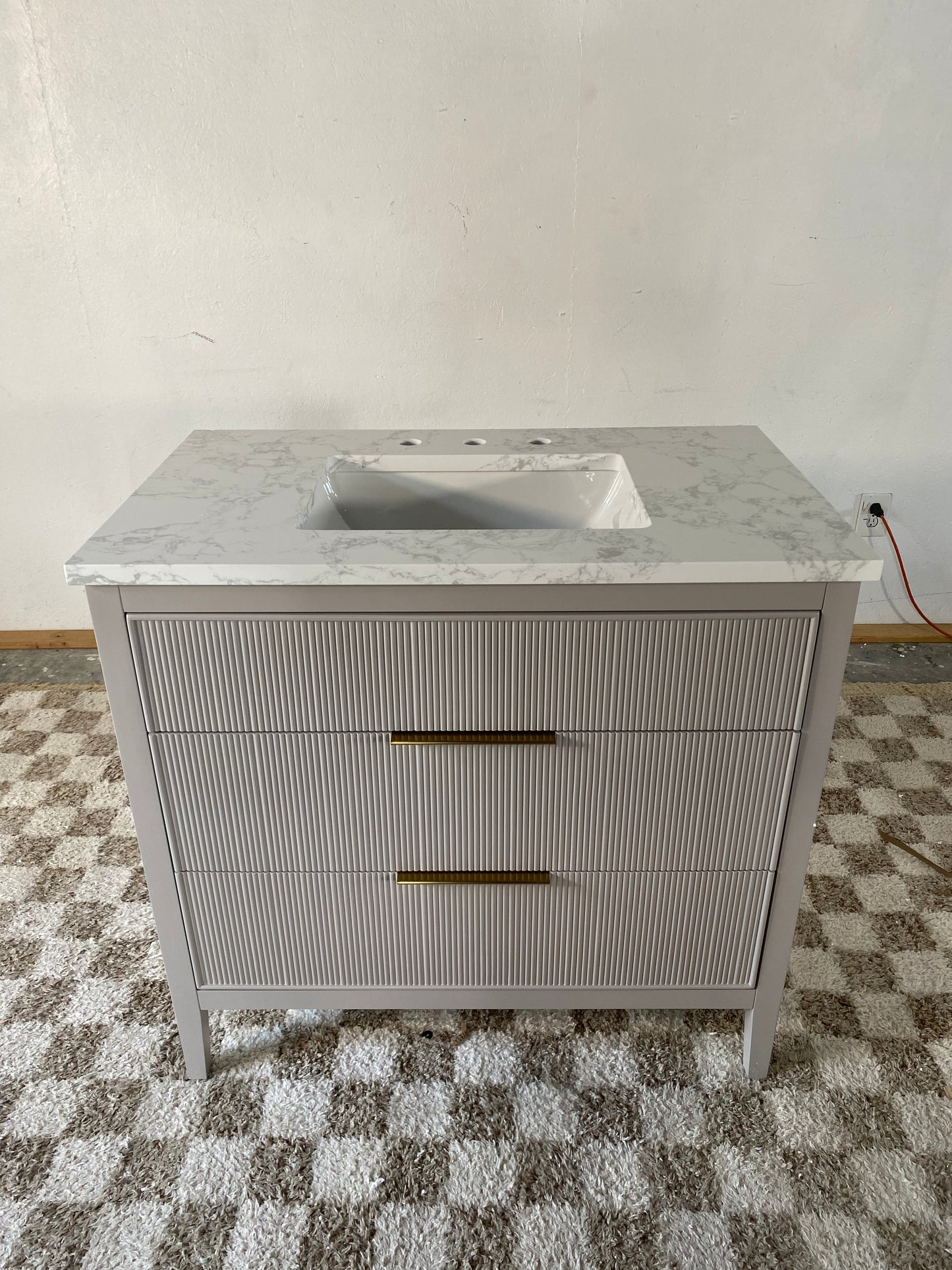 NEW Grey 36” Fluted Bathroom Vanity