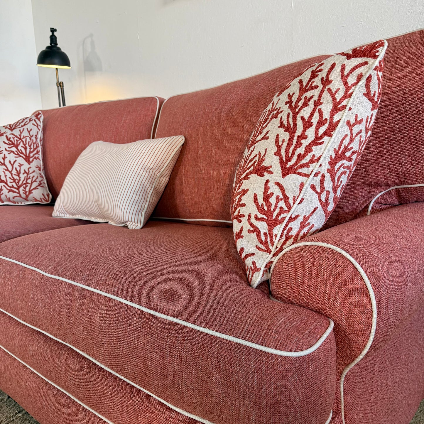 NEW 90” Coral Reversible Cushion Sofa