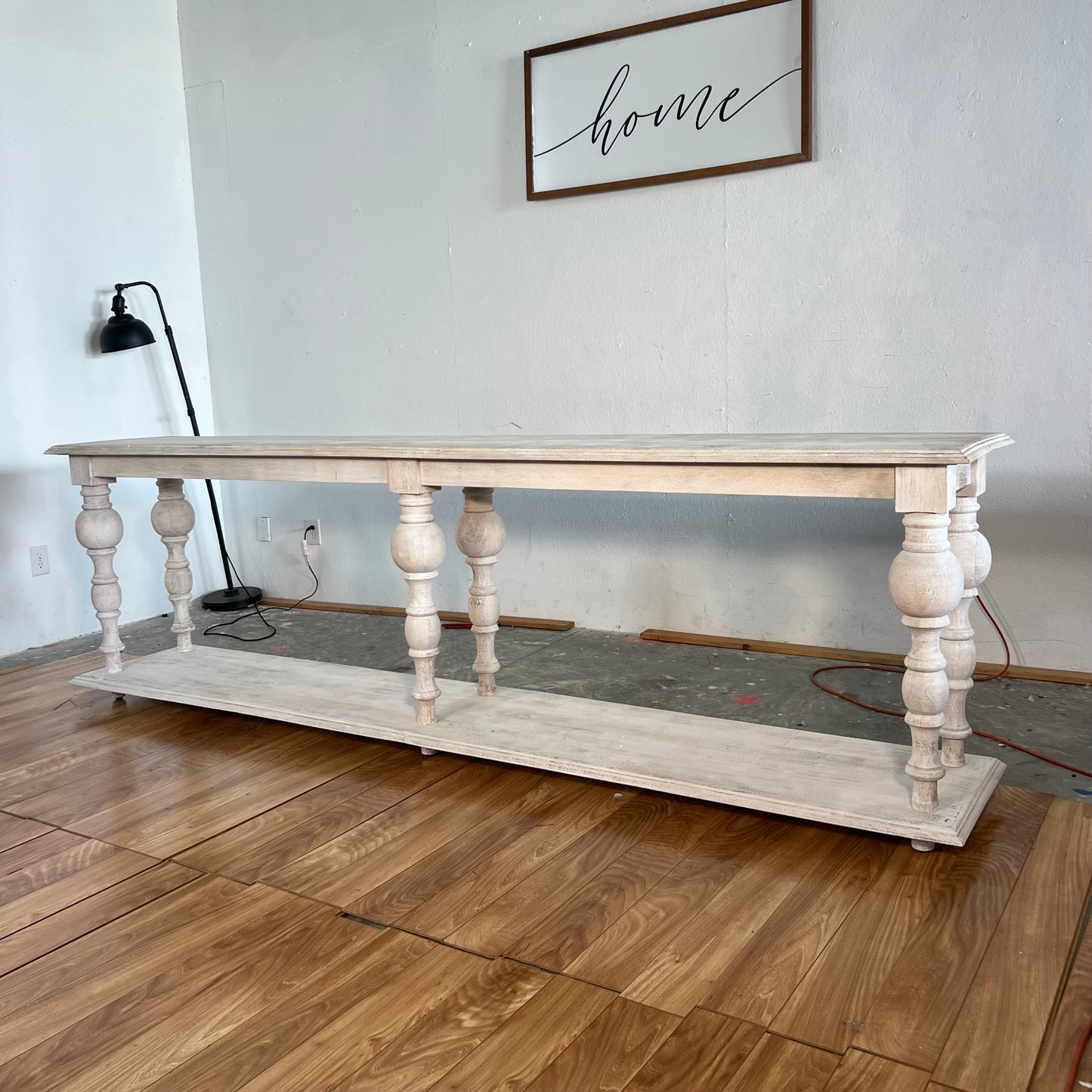 NEW 9.5ft Bleached Wood Console Table