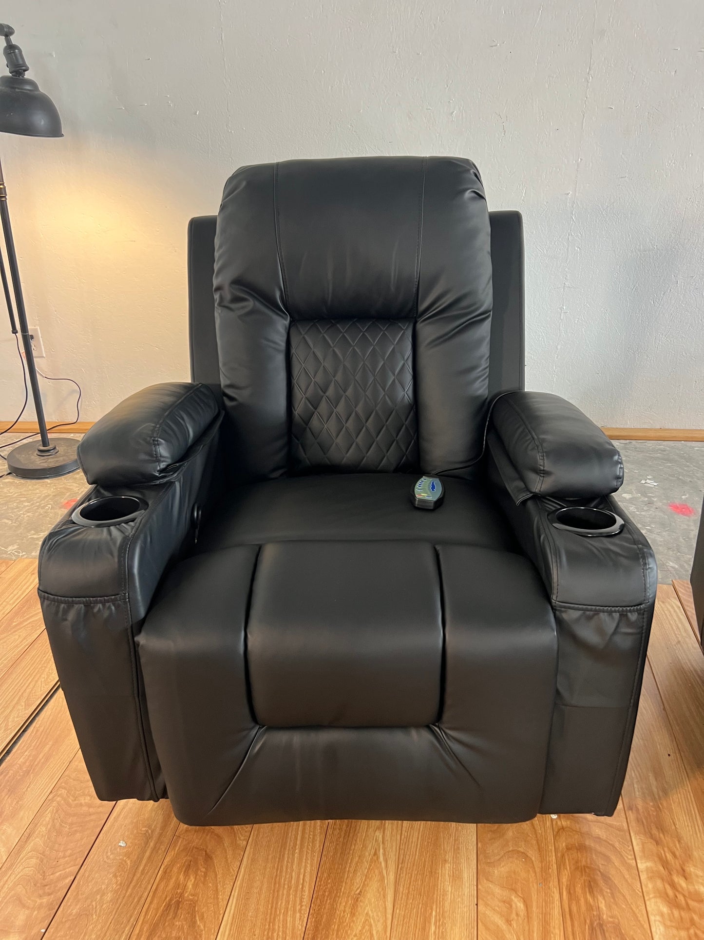 LIKE-NEW Black Leather Swivel Recliner Chairs