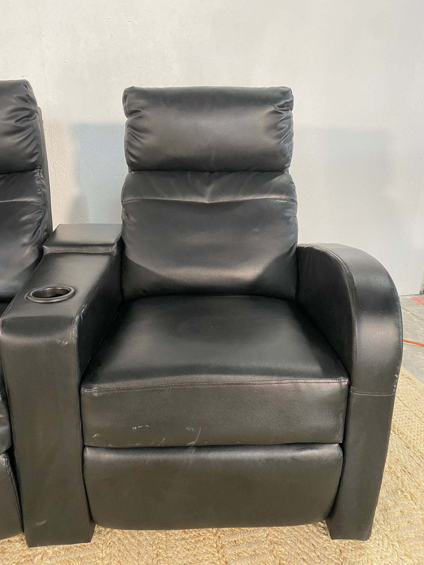 3-Piece Black Reclining Theatre Chairs