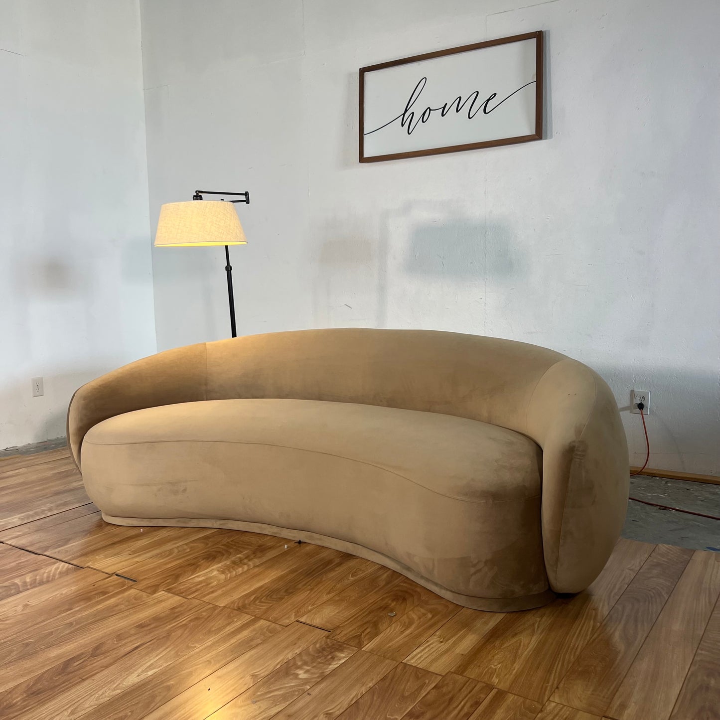 NEW “Cognac tan” Velvet Curved Sofa