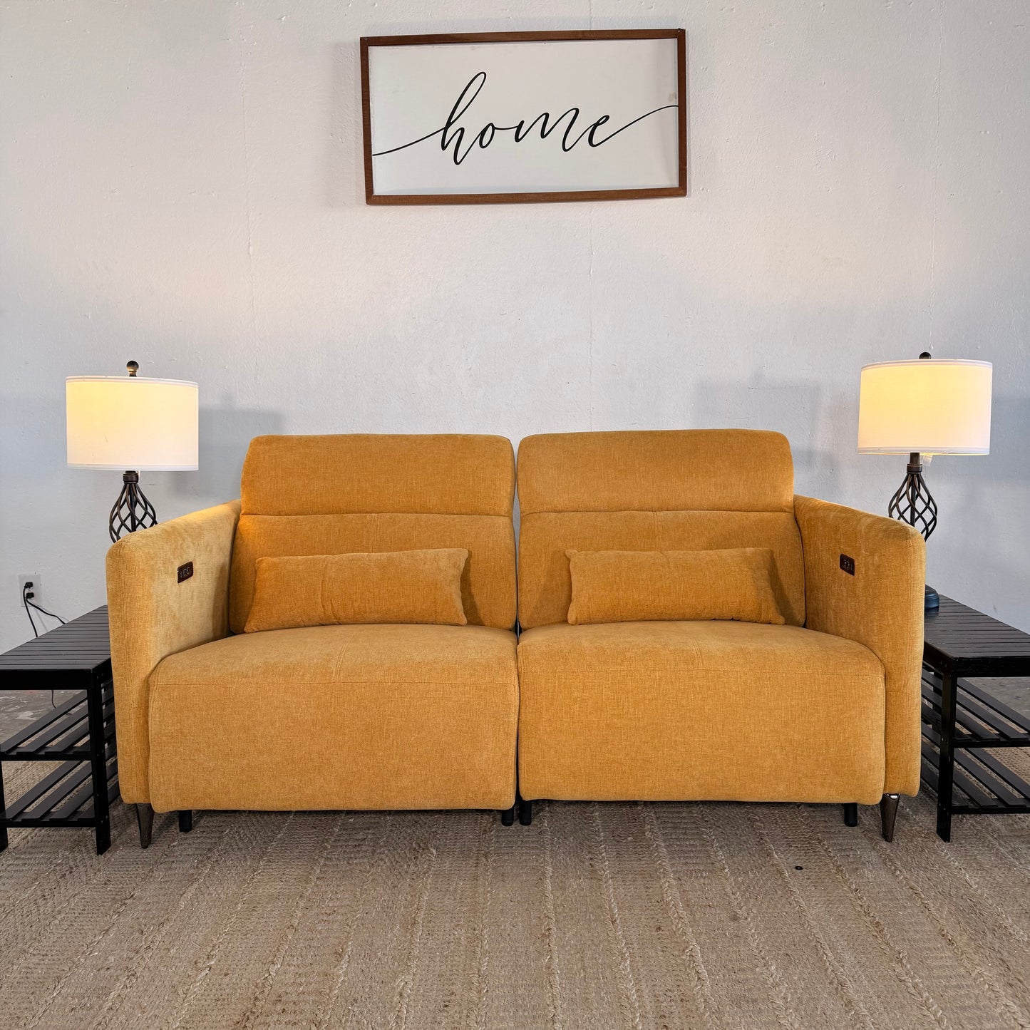 NEW 2-Piece Mustard Electric Reclining Sectional Sofa