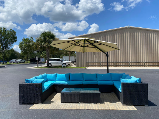 12-Piece Blue Modular Patio Sectional