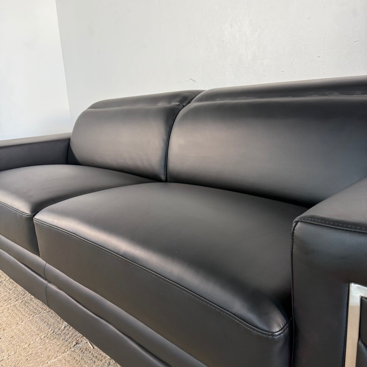 NEW Black Genuine Leather Sofa