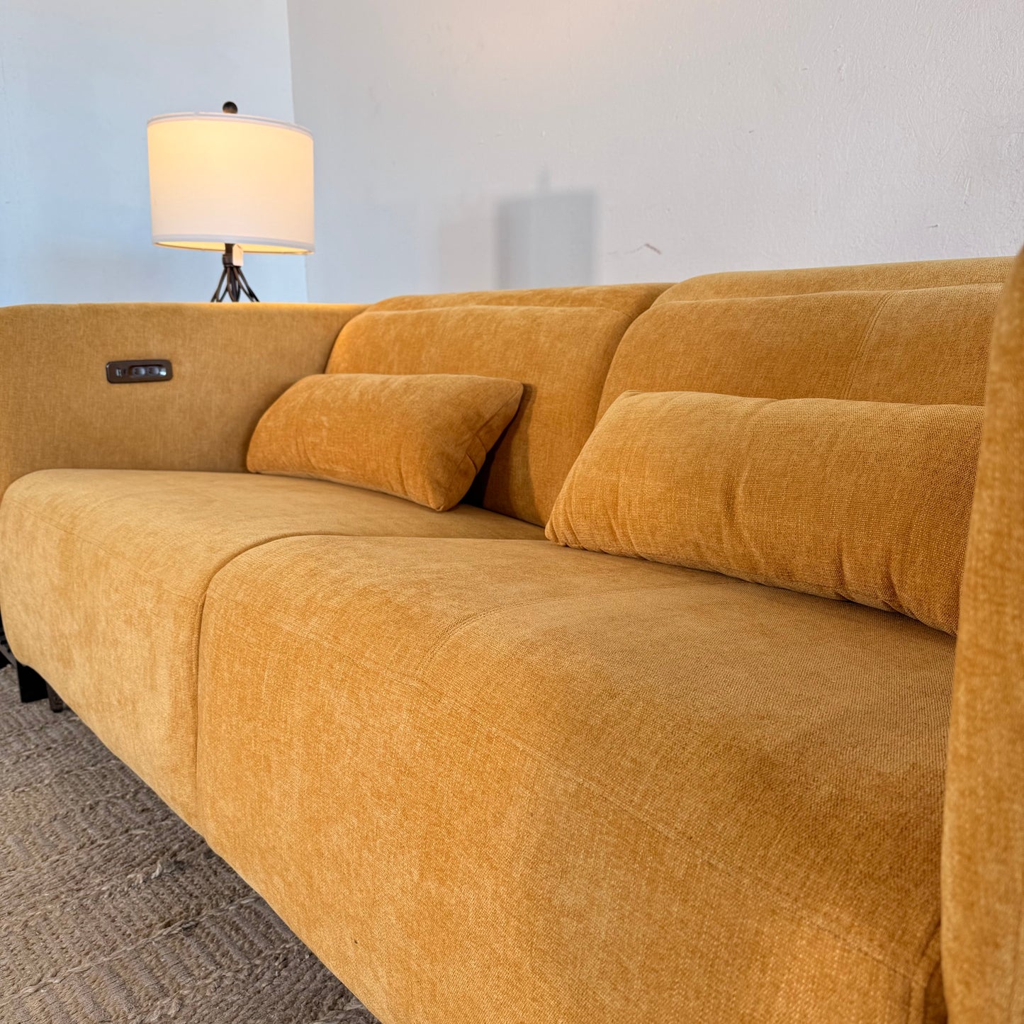 NEW 2-Piece Mustard Electric Reclining Sectional Sofa