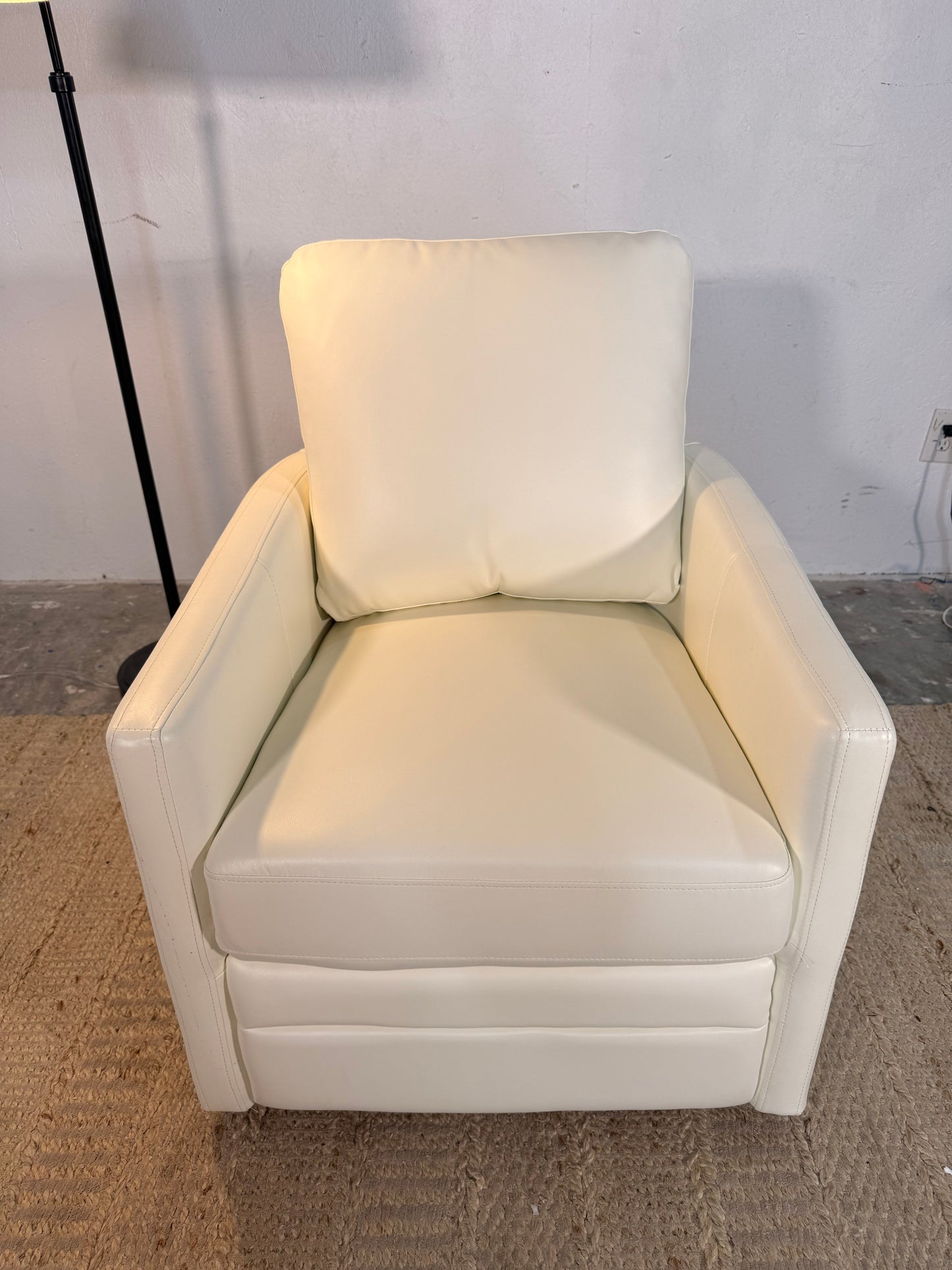 NEW White Vegan Leather Swivel Barrel Chair