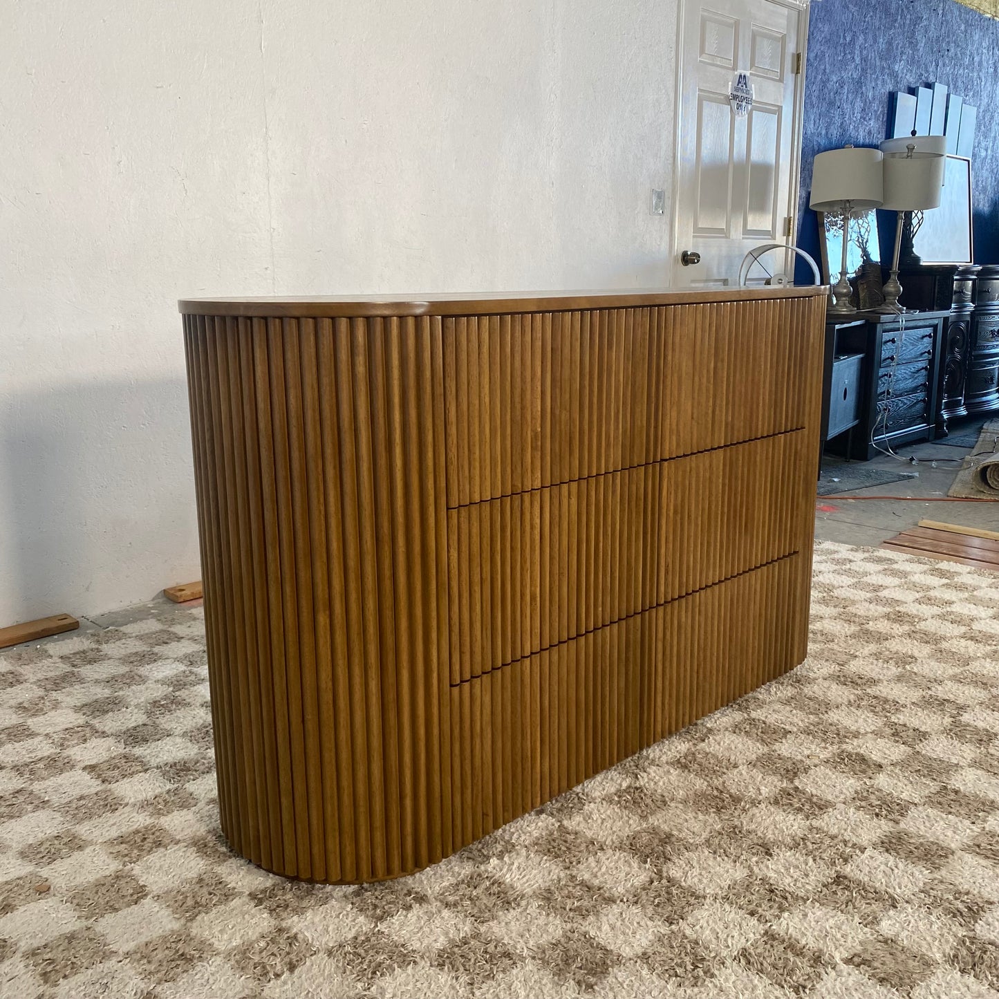 NEW Walnut 6-Drawer Fluted Dresser